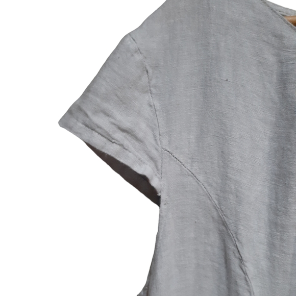 Lea Rigoli Women's Dress Italian Linen Gray Stretch Panels Pockets Plus Size 1XL - Picture 4 of 7